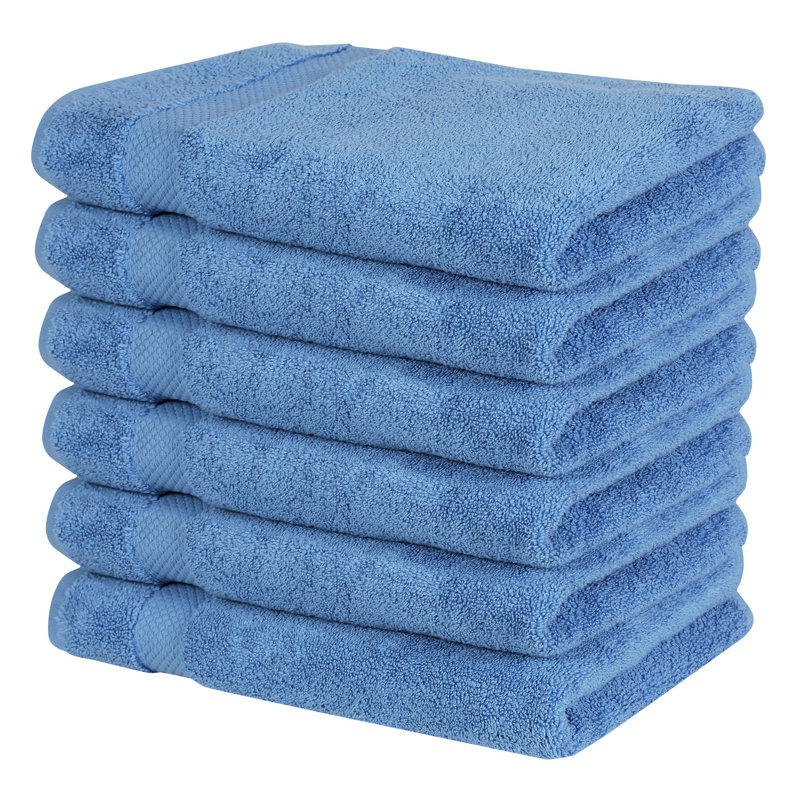 Splash 100% Cotton Zero Twist Hand Towel Set, 550 GSM Soft Absorbent Hand Towels for Bathroom, Spa & Daily Use, OEKO-TEX Certified, 6 Pack, Dark Blue