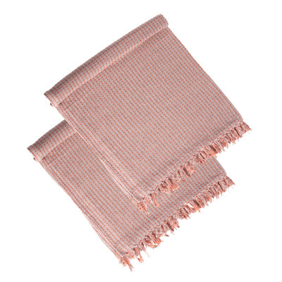 Cozy Pink Cotton Throw Blanket With Tassels Modern Decorative Sofa Piece