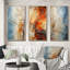 «Orange Teal Maple Tree Glowing Embers», 3 pièces sur toile-1715091842-1715091841