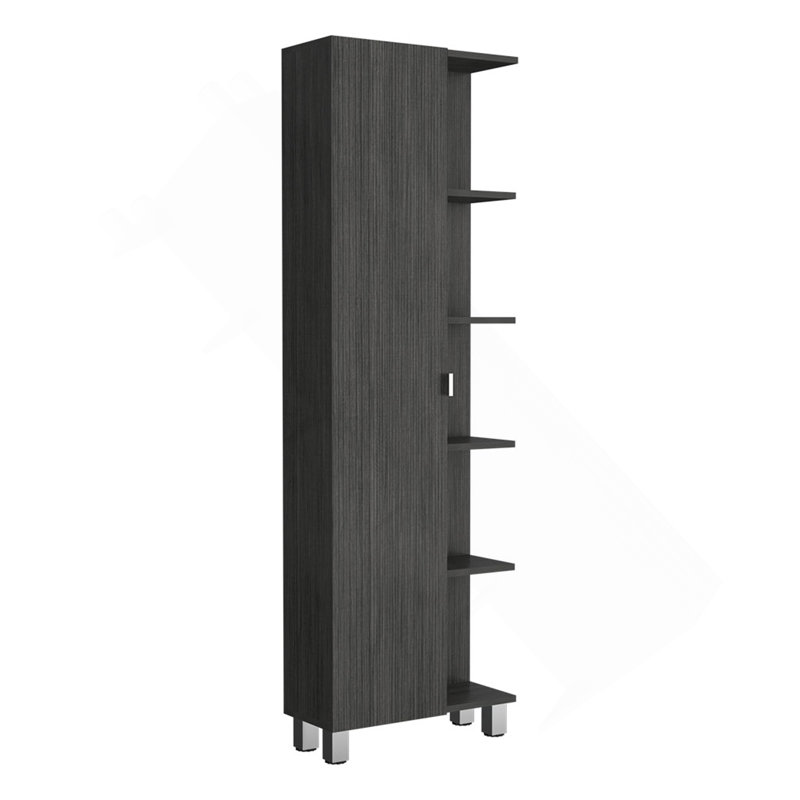 Urano Mirror Linen Cabinet, Four Interior  Shelves, Five External Shelves, Gray