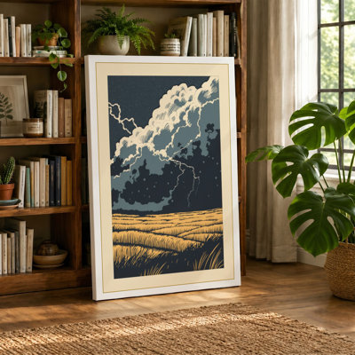 Storm Over Grassland Rustic - Wrapped Canvas
