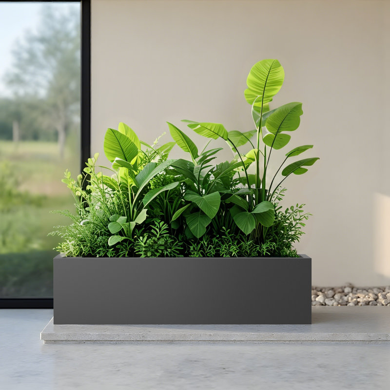 Boîte à fleurs d'intérieur / extérieur / décor / jardin avec panneau d'intimité en treillis, Noir, noir, noir, noir