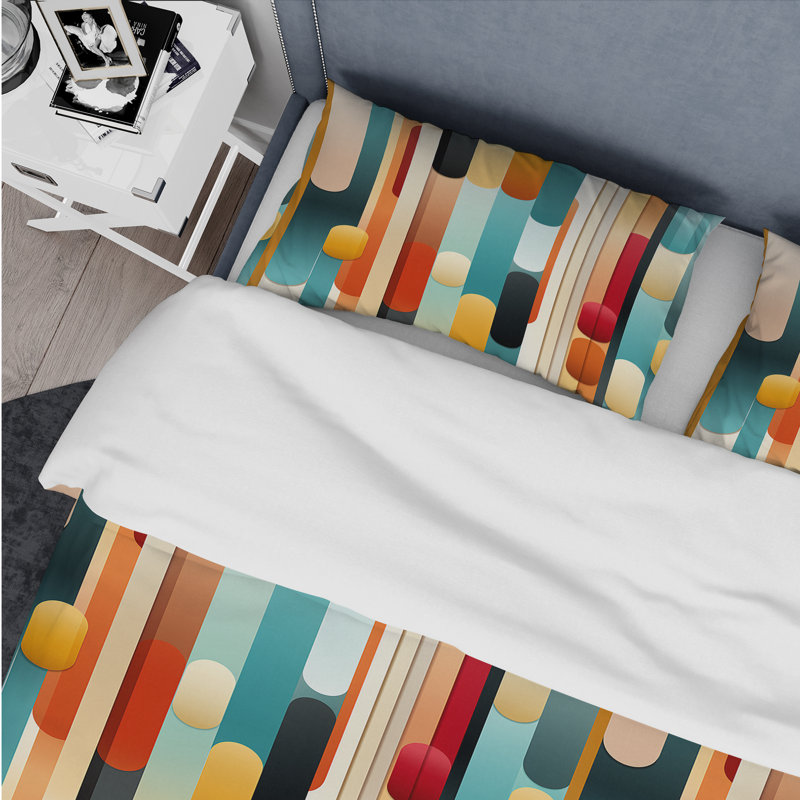 Amont Midcentury Modern Geometrics - Ensemble de housse de couette Midcentury - Microfibre de polyester