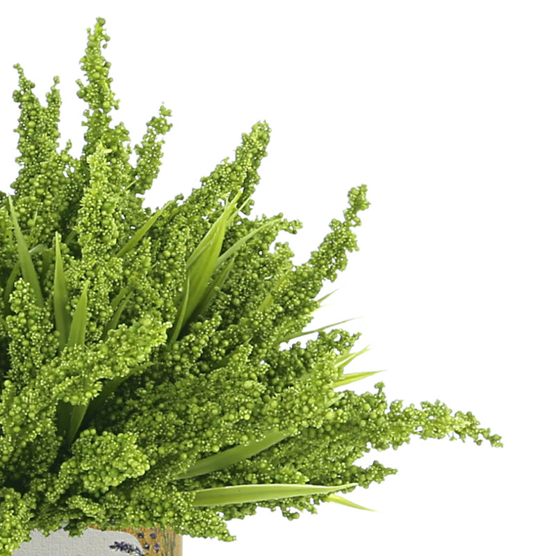 Heather Arrangement In A Glass Vase With French Label