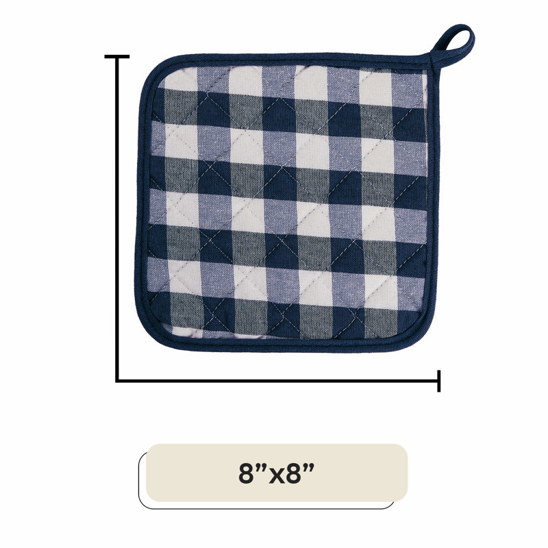 Achim Importing Co Checkered Cotton Potholder Set, Navy