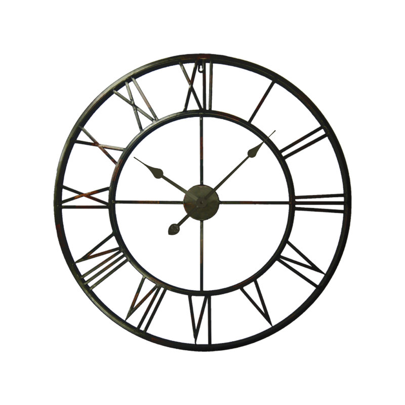 Hackney Roman Iron Wall Clock, 76cm H x 76cm W x 5cm D, Black/Bronze