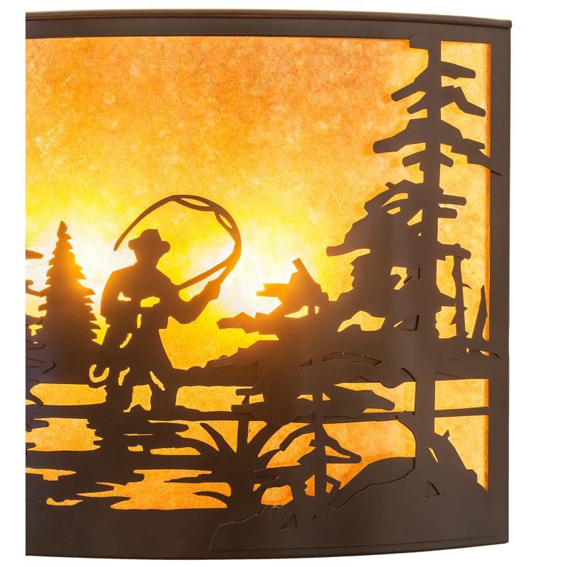 Rustic Lodge Steel Flush Mounted Sconce