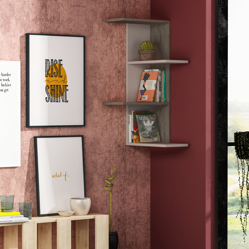 3 Piece Floating Shelf, Light Mocha/Dark Coffee