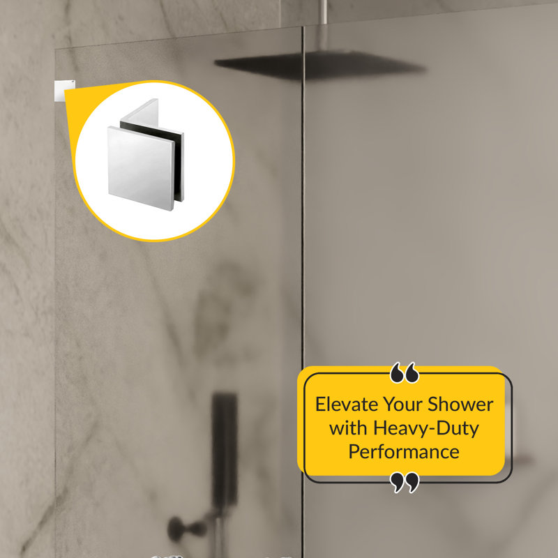 Pince pour verre de douche, bord carré 90 degrés 50X50mm finition chrome brillant, Chrome brillant