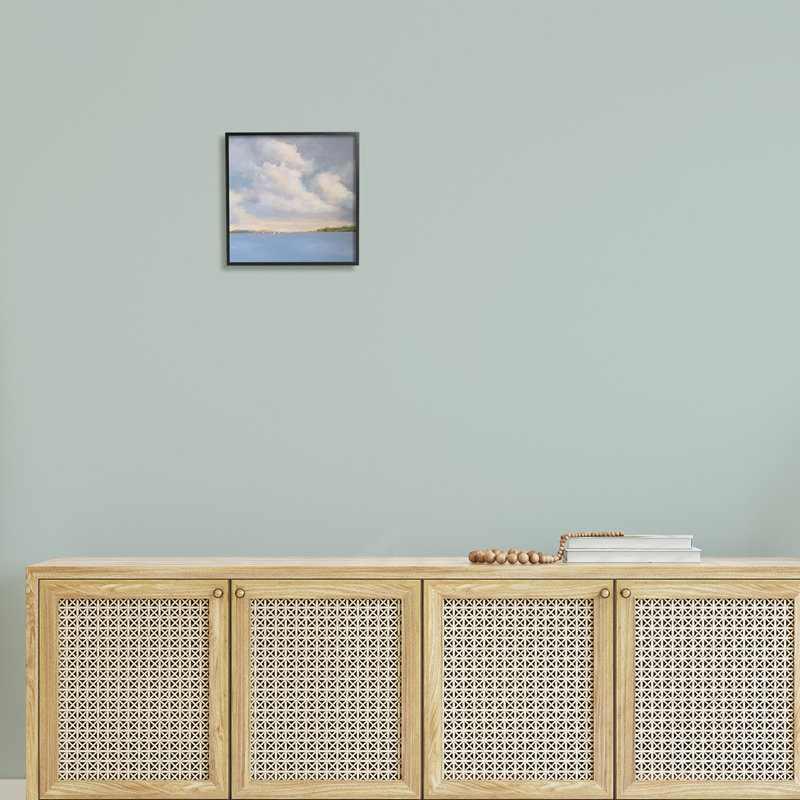 Vaste ciel nuageux panoramique océan VIew par Catherine Andersen - peinture sur bois, Giclée encadrée noir minuit