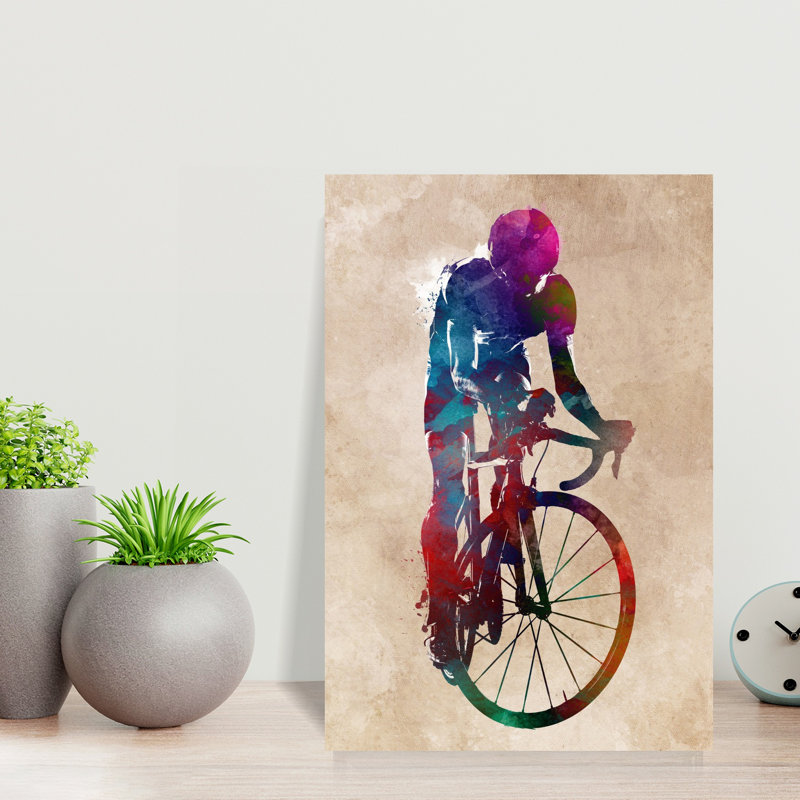 «Vibrant Cycling Sprint», art mural contemporain, H 18 po x l 12 po