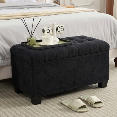 Banc de rangement avec repose-pieds, repose-pieds avec pieds, banc de bout de lit, coffre de rangement, charge jusqu'à 660 lb, pour le salon, la chambre à coucher, le vestibule