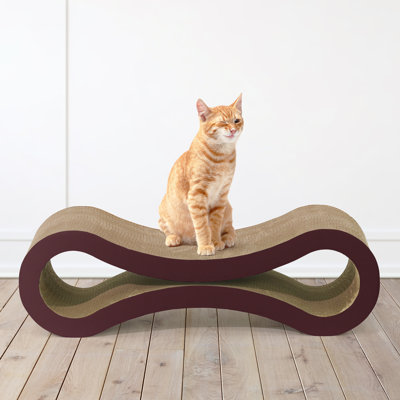 Infinity Cat Scratcher Lounger, Reversible Scratcher, Large Cat Scratching Pad, Cat Scratching Board, Scratch Pad for Indoor Cats, Brown