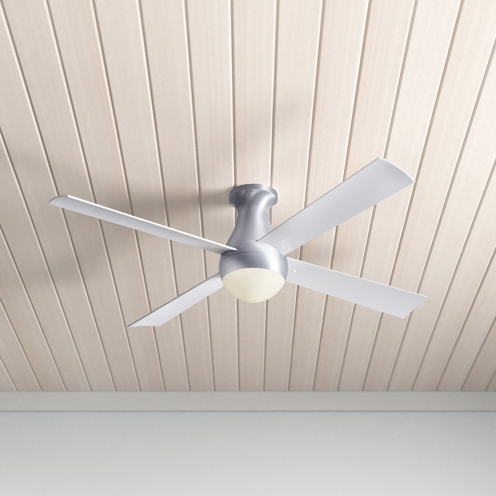 52" Ceiling Fan with LED Light Kit, White, Fan Speed and Light Control (3-wire), Brushed Aluminum