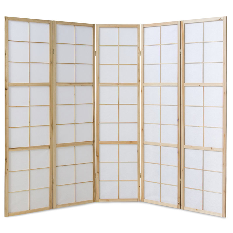 Bastian Room Divider, 5 Panels, Natural
