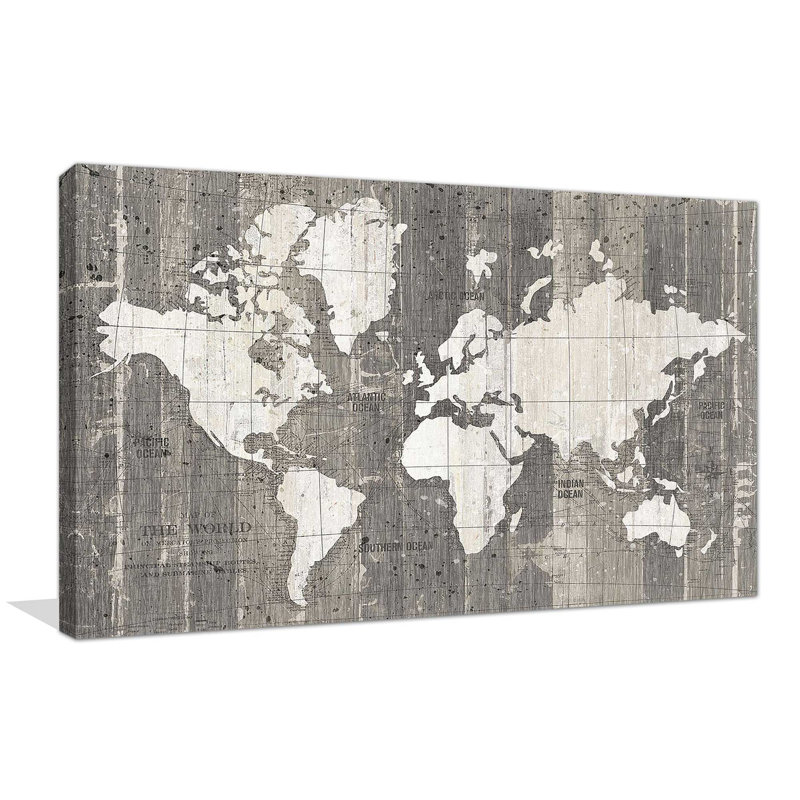 «Old World Map Neutral» par Wild Apple Portfolio - impression, Toile tendue, H 24 po x l 40 po x P 1,5 po