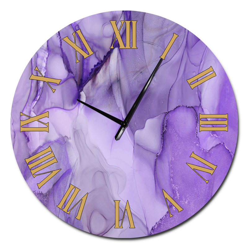 Horloge murale Tender, Surdimensionné, Mauve / doré