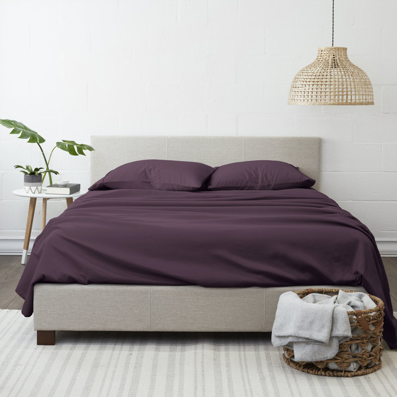 Solid Microfiber Ultra Soft Sheet Set, Purple, Queen Sheet Set with 2 Pillowcases
