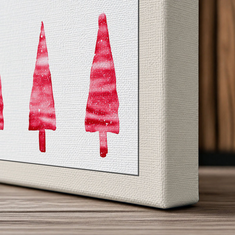 Red Bear Among Pines Minimalist - Print, 24x16 - 61.0 x 40.6 cm, Cream Border