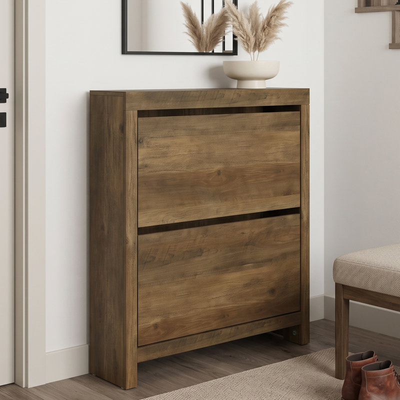 Flip Down Shoe Storage, Knotty Oak