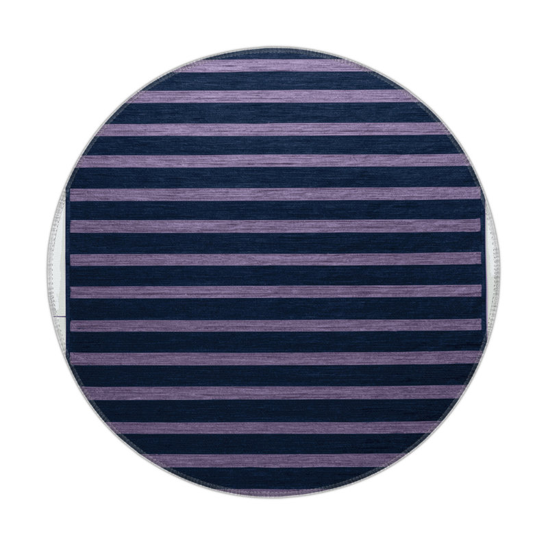 Tapis intérieur / extérieur bleu HorizontalStripes, Rond 5 pi