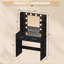 Ensemble de coiffeuse avec miroir lumineux et tabouret de coiffeuse, coiffeuse avec 2 tiroirs, bureau de coiffeuse pour chambre à coucher et vestiaire-1954624133-1979102693