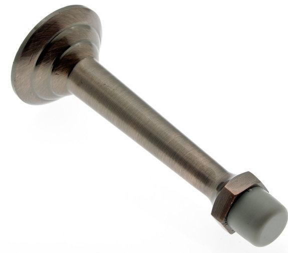 Solid Brass Ring Baseboard Stop, Antique Copper