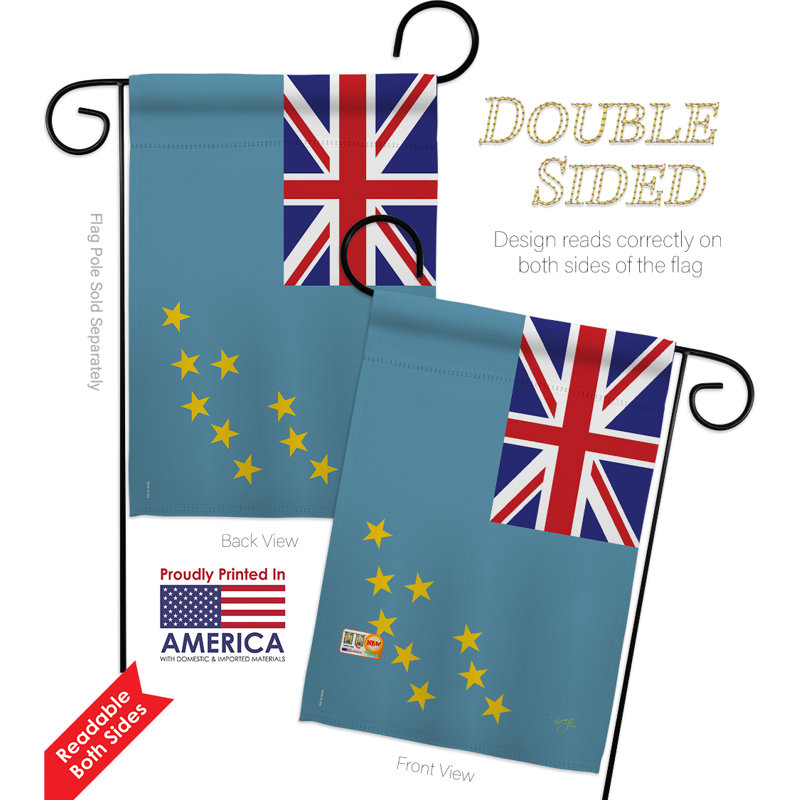 Ensemble de drapeaux décoratifs en polyester 2 faces 19 x 13 po 2 pièces tuvalu impressions