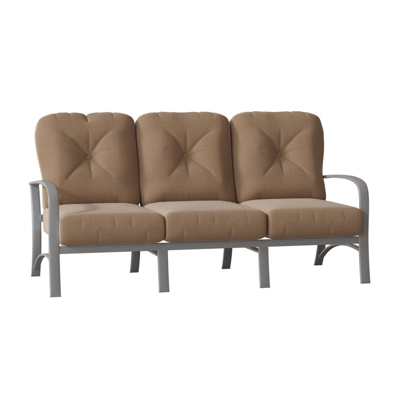 Fremont 75.25'' Wide Aluminum Patio Sofa with Cushions, Spectrum Indigo Sunbrella® Plainweave, Pewter