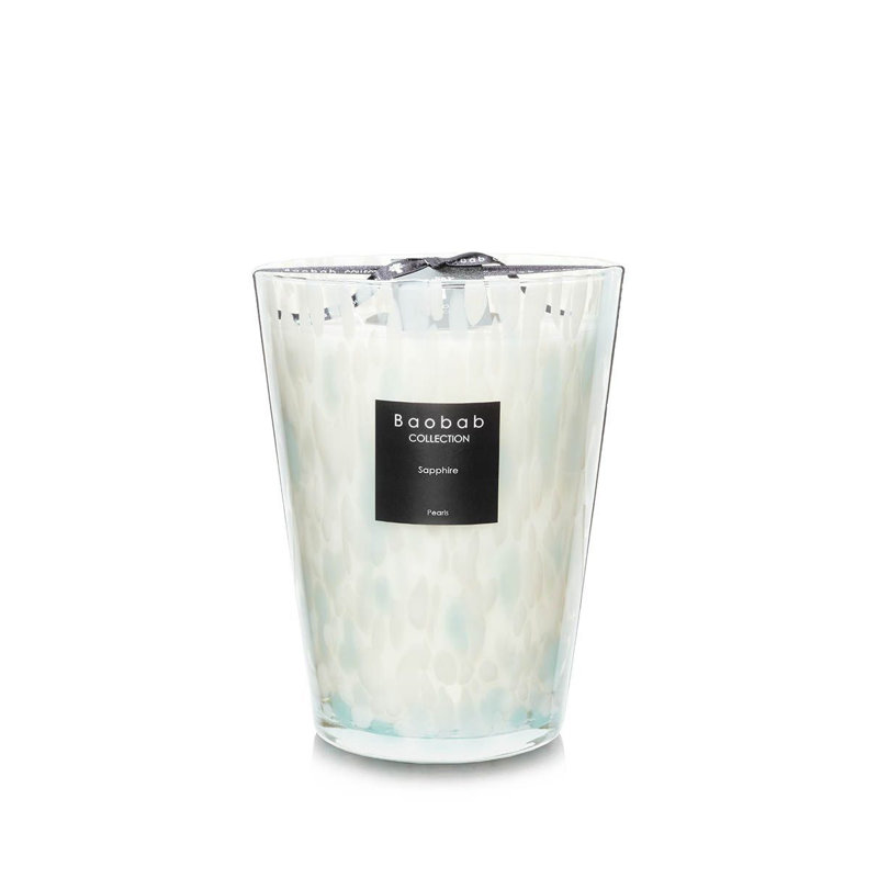 Pearls Sapphire Candle, 9.45" H x 7.41" W x 7.41" D