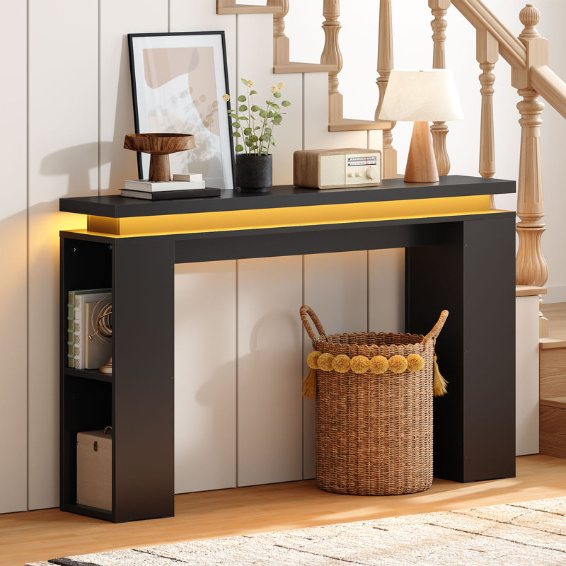 Console 47,2 po avec lumières DEL, table d'entrée étroite avec plateau flottant
