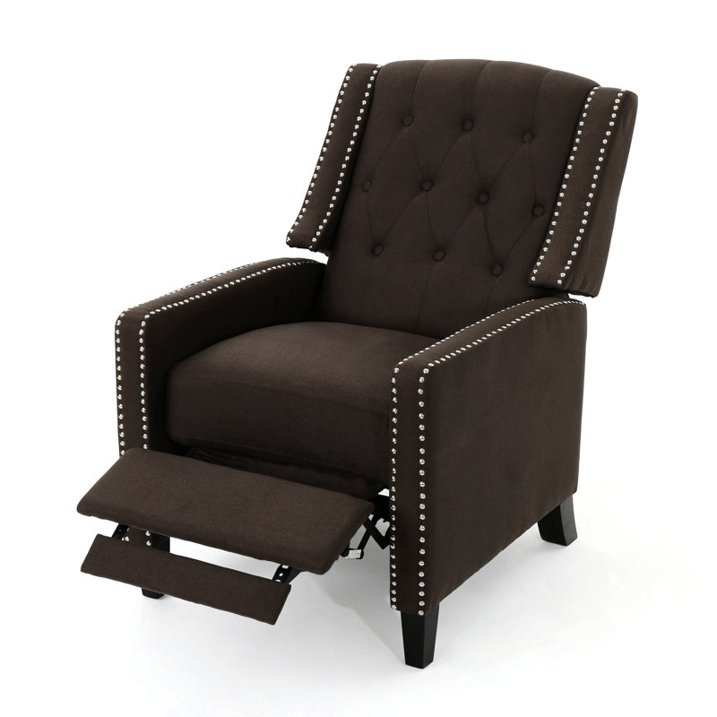 Classic Dark Grey Fabric Push Back Chair, Coffee