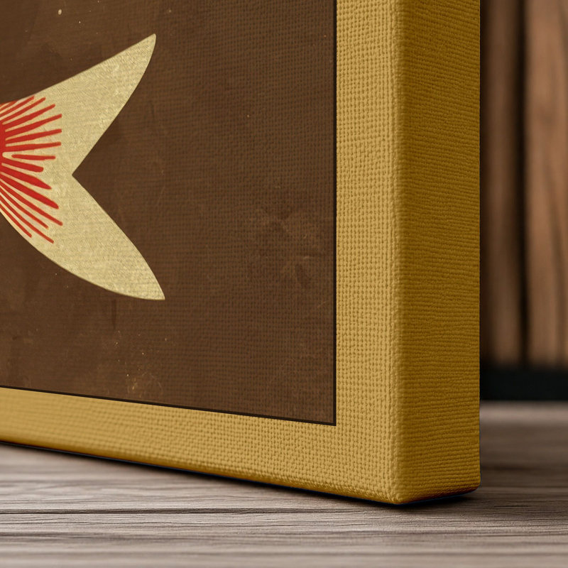 Ascending Koi Japandi - Wrapped Canvas, 24x16 - 61.0 x 40.6 cm, Ochre Border