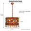 Luminaire suspendu tambour en cristal marocain 3 lumières avec finition bronze antique
