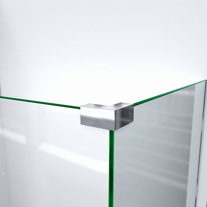 Panneau de verre fixe sans cadre de l 34 po x H 72 po avec traitement de verre ClearMax Linea, Chrome