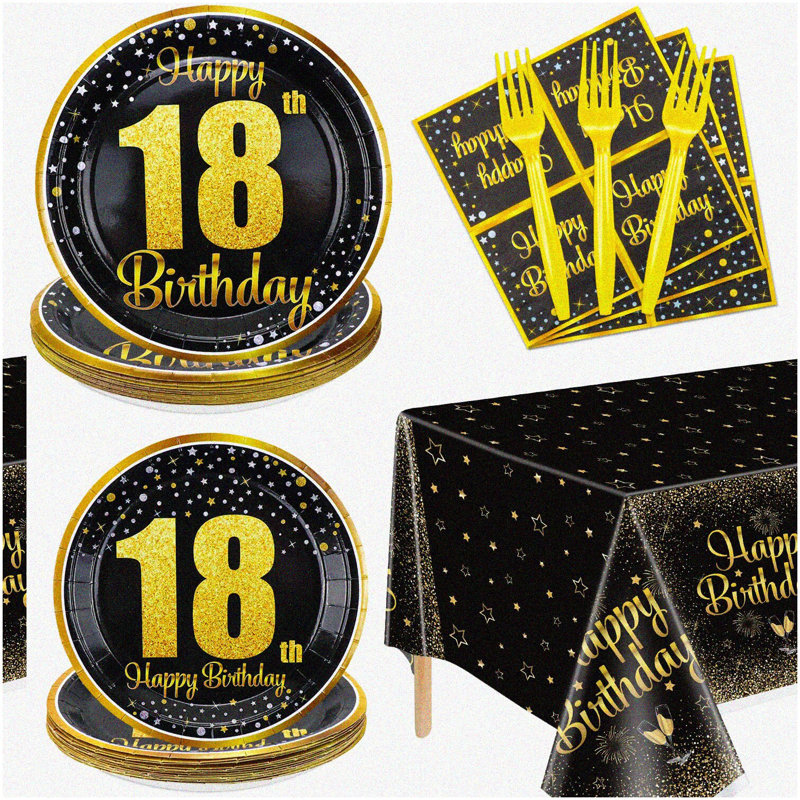 Red & Black Birthday Banner Set 71x12 Inches
