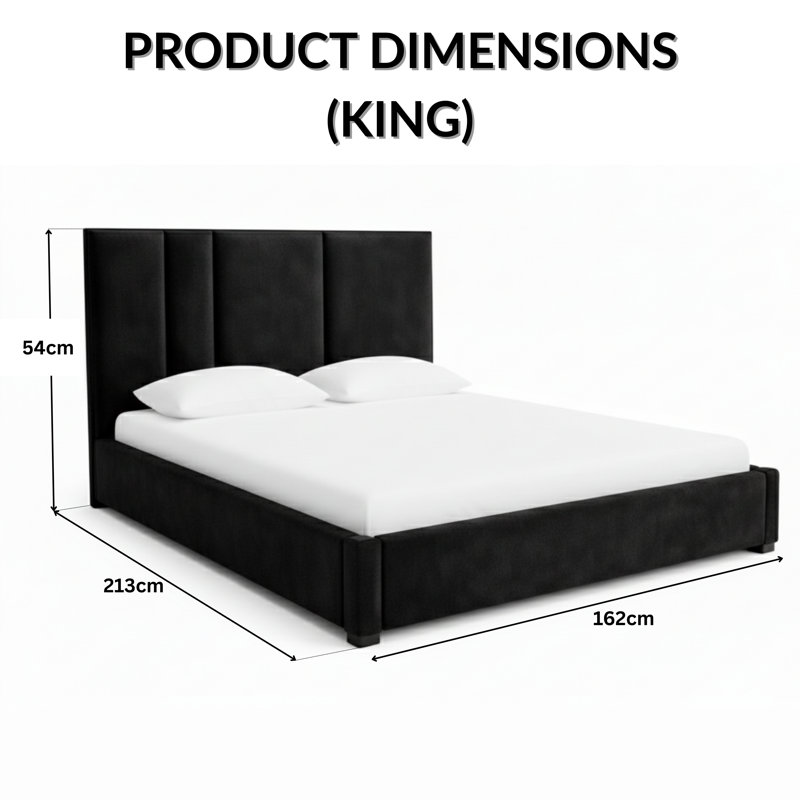 Upholstered Bed, King, Black