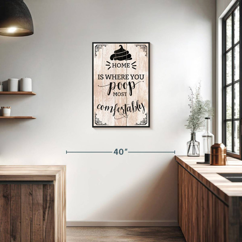 Home Poop Typographie, Cadre flottant noir, 21 po x 31 po