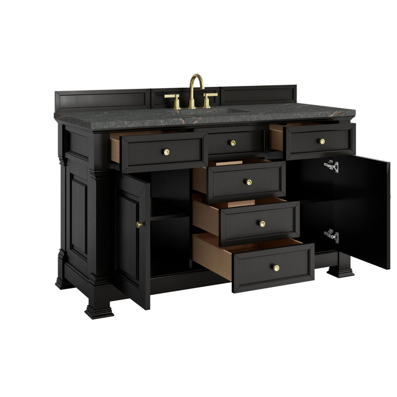 Brookfield Single Vanity, Widespread, Parisien Bleu, Black Onyx