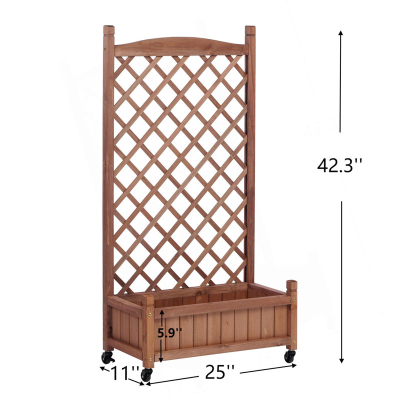 Lit de jardin surélevé avec treillis, ensemble de 2 jardinières en bois et support à plantes avec supports d'escalade