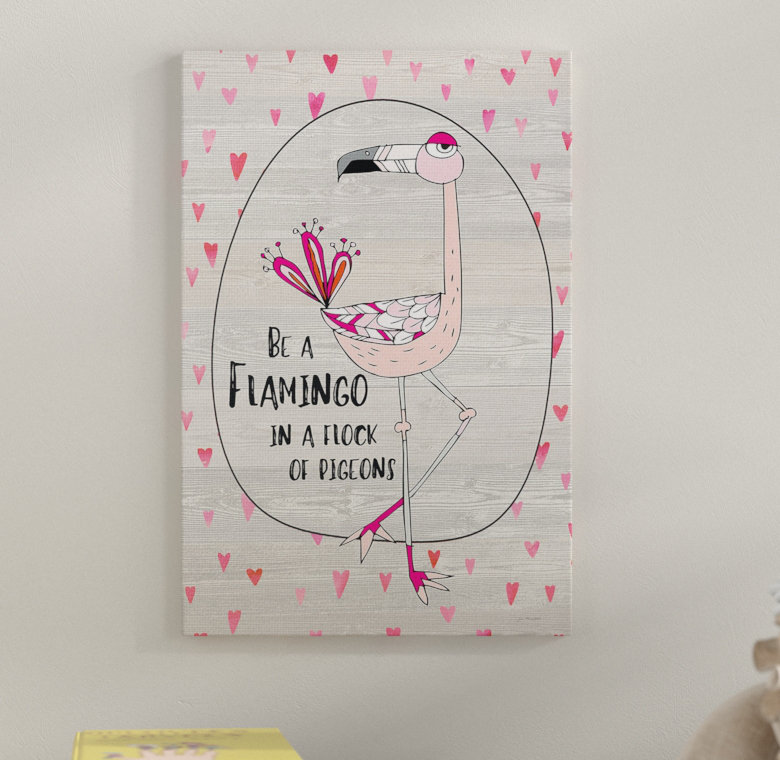 «Be a Flamingo Dessin», impression, H 20 po x l 16 po x P 1,5 po, Toile tendue