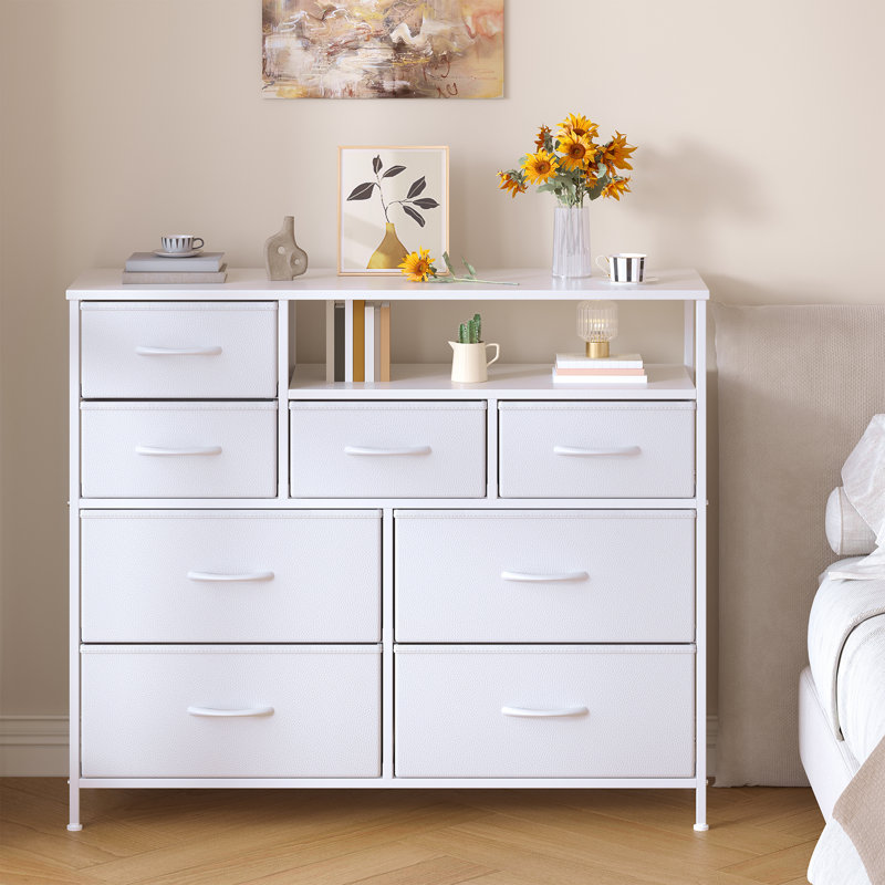 Metal 30cm W 8 - Drawer Chest of Drawers, White