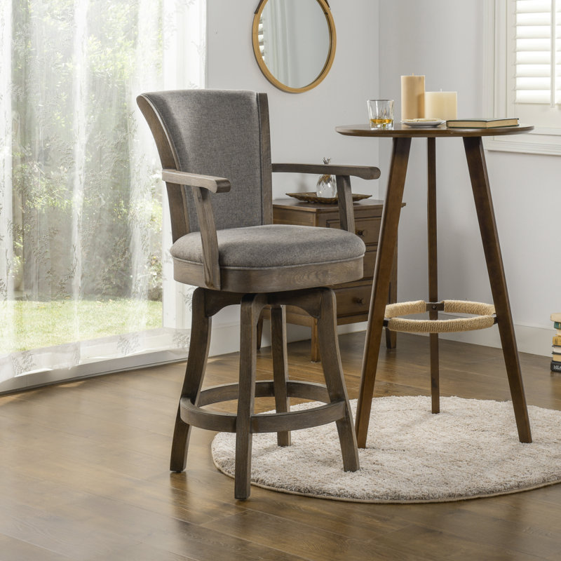Rangs pivotant, Tabouret de comptoir (siège d'une hauteur de 27 p, Lin gris chiné