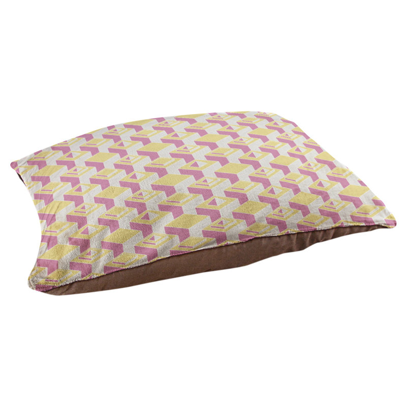 Coussin pour chien intérieur à motif skyscrapers Chen, Grand (l 50 po x P 7 po x H 40 po), Jaune / Rose