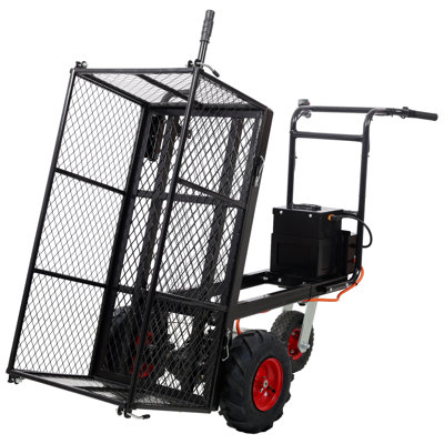 Electric Transportation Cart, 48V DC 1200W Motor Powered Utility Garden Wagon Dump Cart, 1320 lbs Load Capacity with Metal Handle & 13" Track Wheels, Yard Cart & Wagons for Lawn