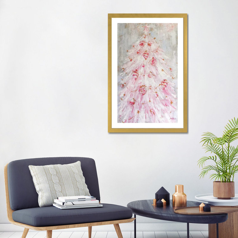 Reproduction d’art « A Pink Noël » par Debi coules, Blanc, H 32 po x l 24 po x P 1 po, Papier encadré doré
