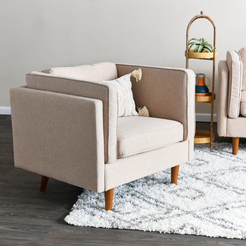 Atley High Sided Armchair, Wheat Fabric