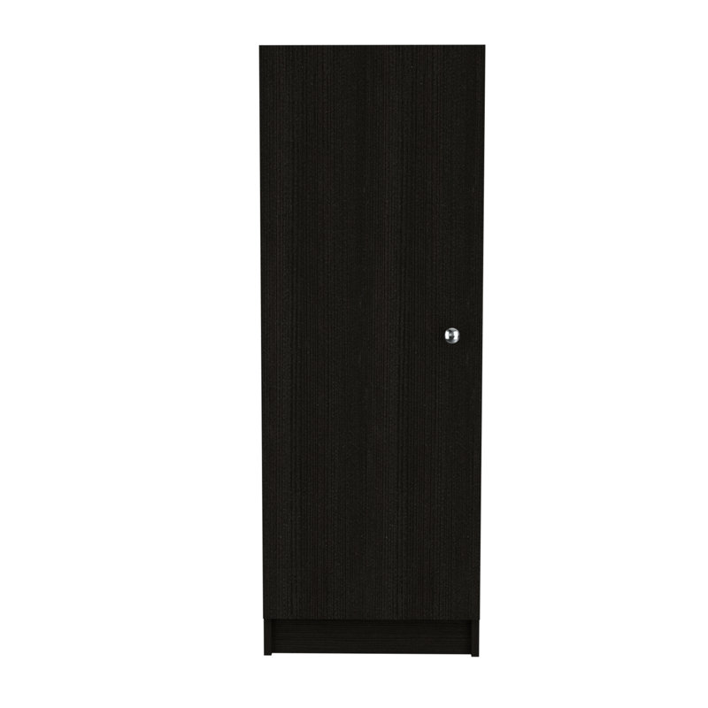Belleria Single Door Pantry Storage Cabinet With Four Interior Shelves, Black