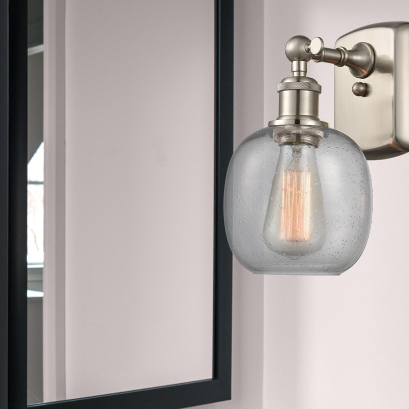 Carlucci Armed Sconce, Brushed Satin Nickel, Seedy