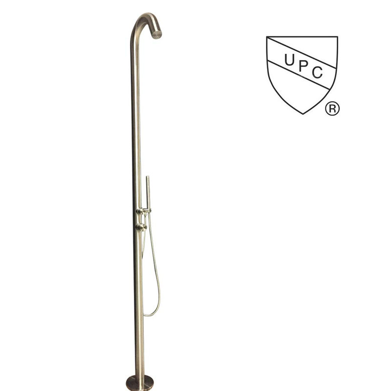 Brushed Stainless Steel Outdoor Rain Shower with Handheld